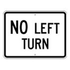 No Left Turn sign