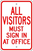 All Visitors Must Sign In sign