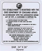 Consumer Affairs styrene sign