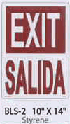 Exit (English/Spanish) styrene sign
