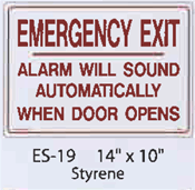 Emergency Exit Alarm styrene sign