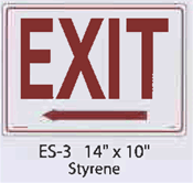 Exit (Left Arrow) styrene sign