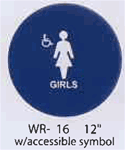 Girls with accessible symbol circular styrene sign