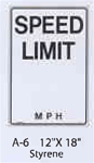 Speed Limit styrene sign