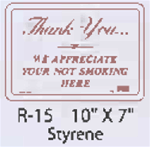 Thank You / No Smoking styrene sign