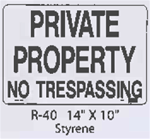 Private Property styrene sign